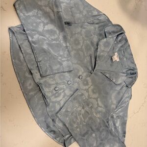 Forever 21 Light Blue Floral Satin Jacket